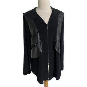 Bali made in Canada black & faux leather hooded‎ jacket M